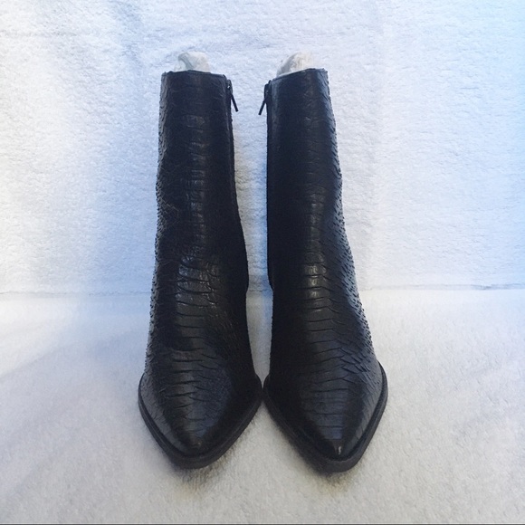 💗 Matisse Caty Black Snake Leather Mid Calf Boots - Picture 5 of 8